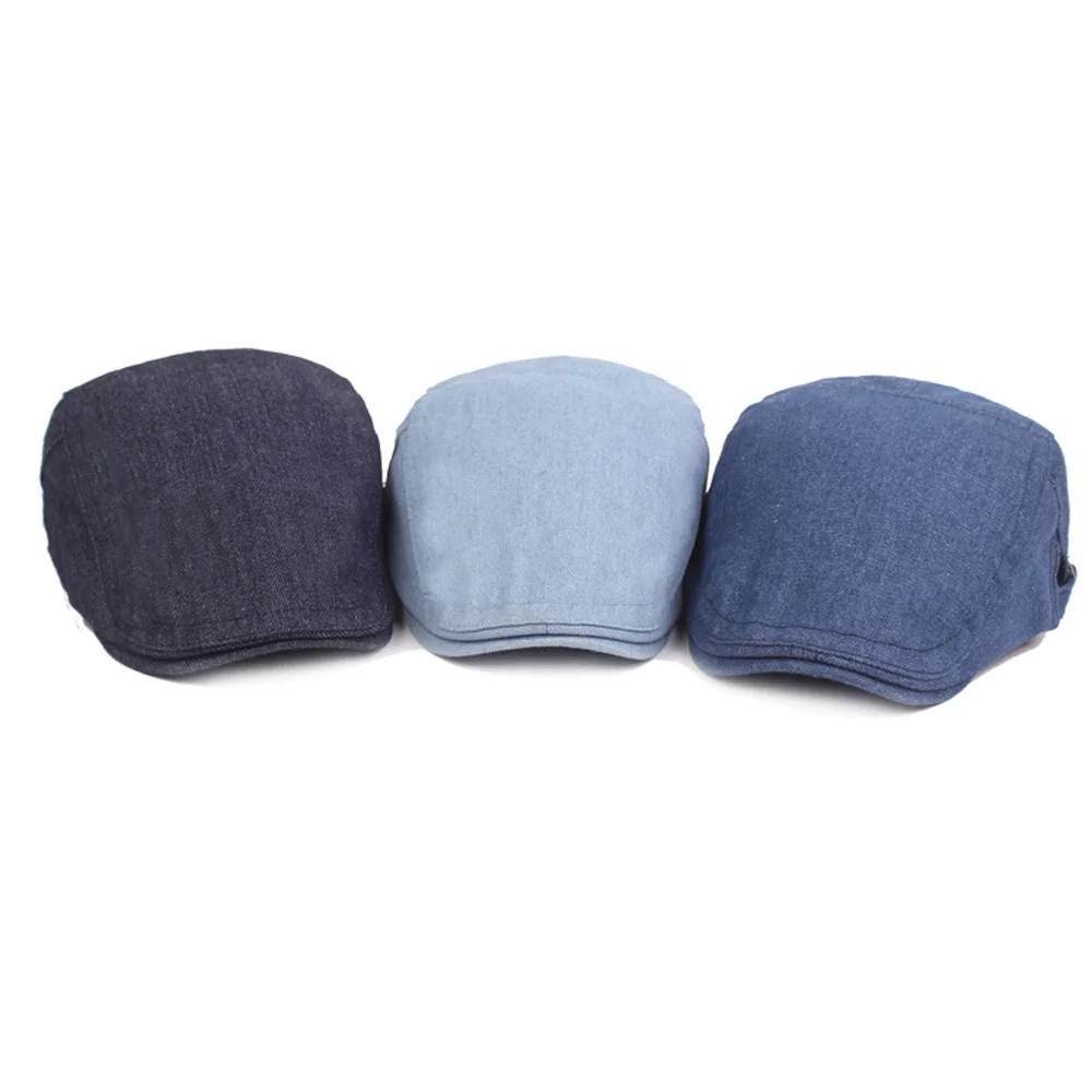 Мужская и женская Простая Регулируемая Кепка-берет Классическая джинсовая кепка