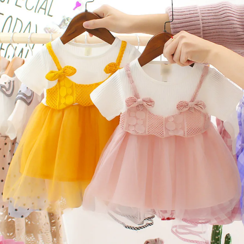 Новое поступление 2019 летние платья с коротким рукавом для маленьких девочек