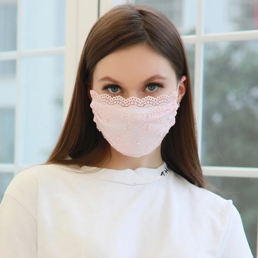 Lace Fashion Mask For Women Designer Face Mouth Fabric Breathable Black Mondkapje | Тематическая одежда и униформа