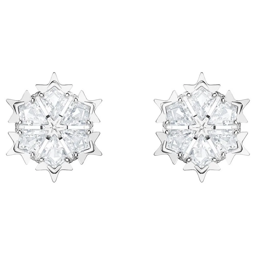 

Classic High Quality New Crystal Magic Snowflake Pierced Earrings Elegant Simple Ladies Jewelry Anniversary Recommended Gift