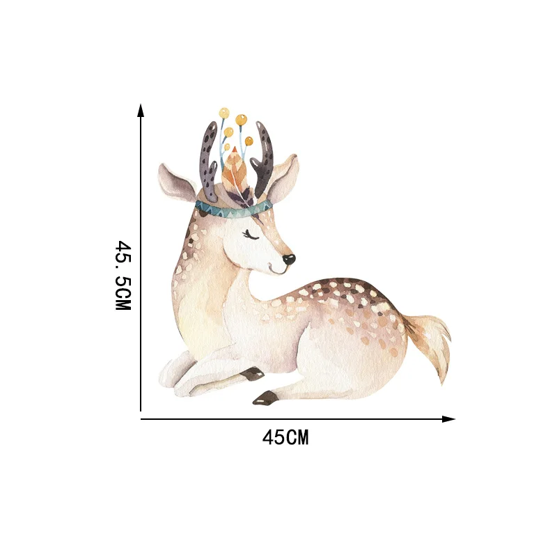 

YOJA 4545.5CM Watercolor Sika Deer Home Bedroom Wall Stickers Cute Cartoon Decals 8WS0145
