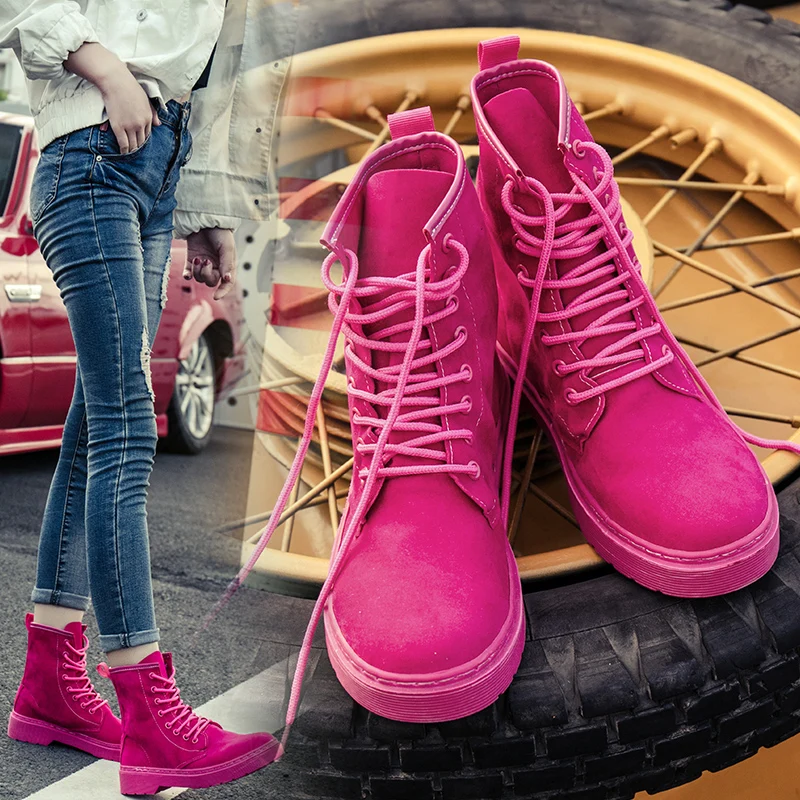 

Shoes Woman Hight-top WOMEN'S Shoes Martin Boots Casual Trendy Shoes Rose Red Thick Bottomed Warm Boots Luxury Fashion