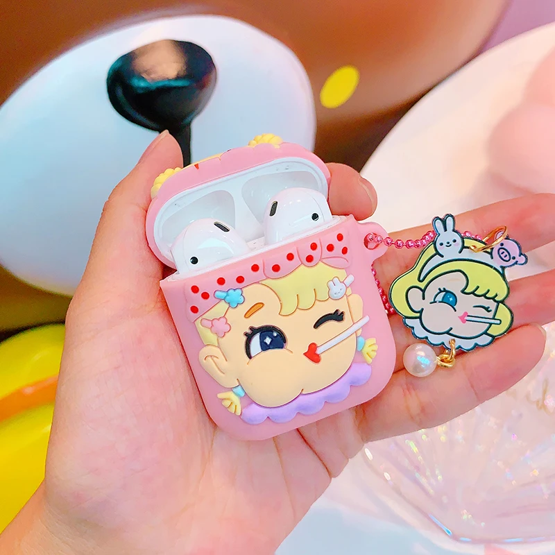Новый мультфильм силиконовый наушник чехол для Apple AirPods 2 милый Kawaii розовый