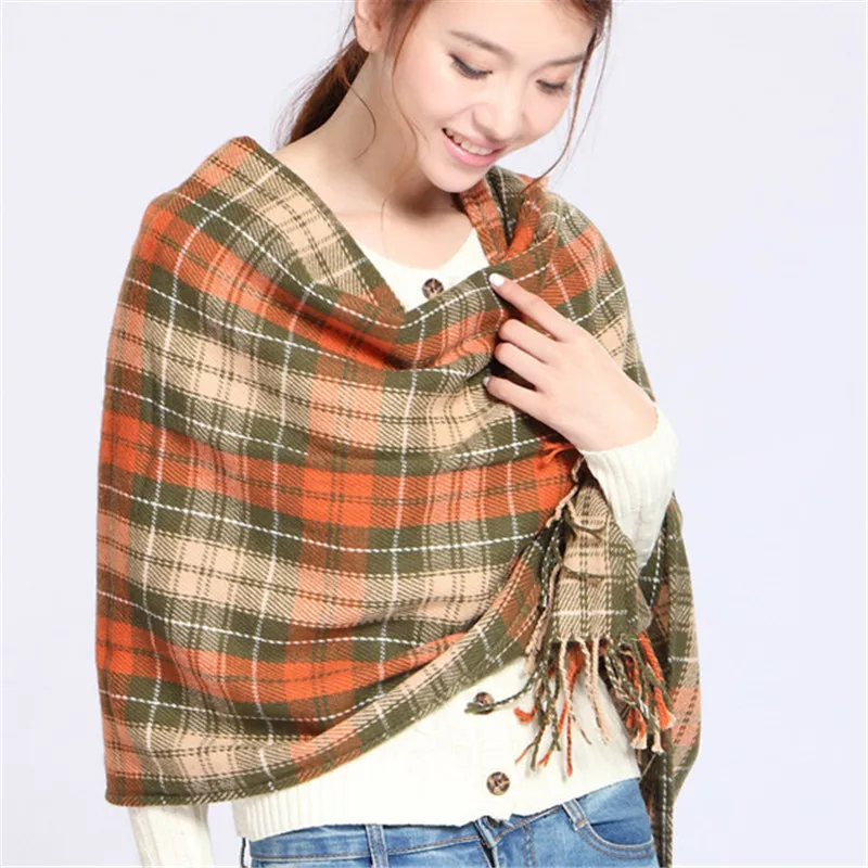 13 Fashion Women's Winter Stole Plaid Scarves ladies Cashmere Scarf long wool pashmina femme foulard female winter neck scarf - Цвет: 13