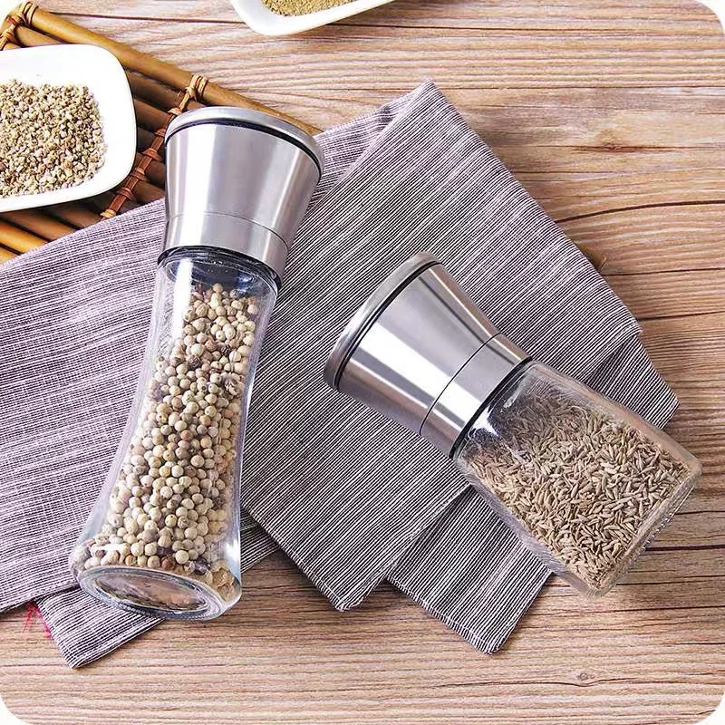 

Stainless Steel Manual Mill Pepper/Salt/Spices Grinder Kitchen Supplies Spices Glass Storage Container Kitchen Gadgets Tools
