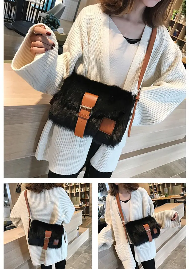 Winter Fashion New Sweet Girl Square bag High quality Soft Plush Women's Designer Handbag Casual Shoulder Messenger bag