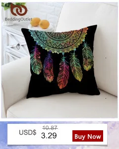 Постельные принадлежности Outlet Dreamcatcher Чехлы для подушек цветная подушка с перьями чехол богемный Мандала бросок Чехол 2 размера черные наволочки