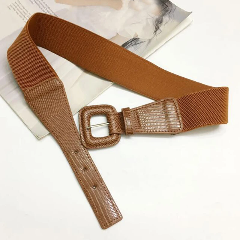 

New Vintage Punk Rock Leather belts Women Gothic Elastic Wide Belt Female Bondage Straps Waist Dress Corset Belt Accessory