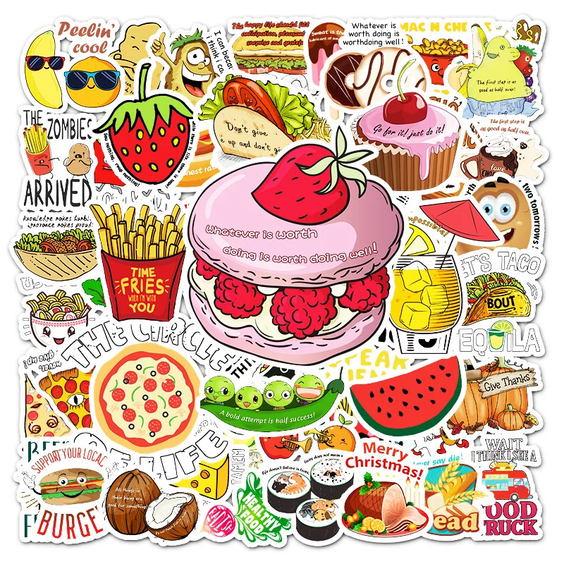 

10/30/50PCS Kawaii Cartoon Food Graffiti Stickers Aesthetics Skateboard Laptop Motorcycle Phone Bike Car Sticker Decal Kid Toy