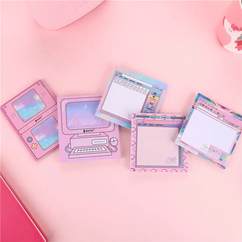 Компьютерная игра Машина Планировщик Блокнот 50 листов Kawaii клейкая бумага для заметок, Канцтовары милые Papeleria Скрапбукинг Блокнот подарок 01960