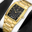 Мужские квадратные часы WWOOR, золотистые кварцевые наручные часы из нержавеющей стали, 2021