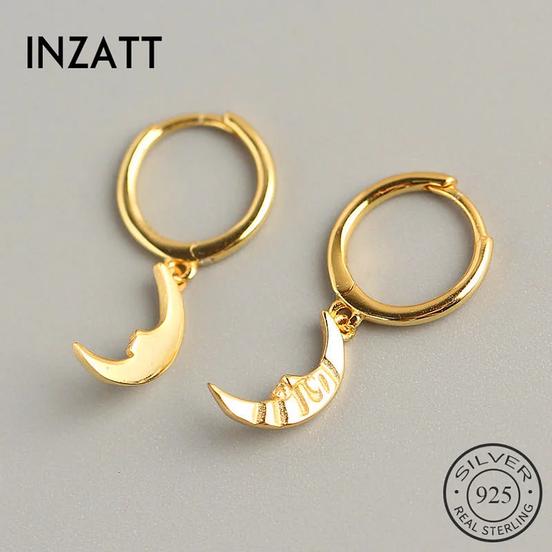 INZATT настоящее 925 пробы серебряные серьги кольца с Луной для модных женщин