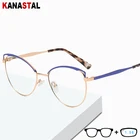 Женский анти-синий светильник, блокирующие очки, металлическая оправа кошачий глаз, компьютерные очки для близорукости, дальнозоркости, очки для чтения, тренд моды