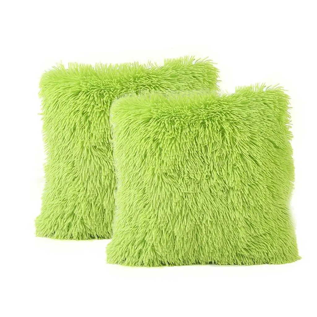 2 шт. Новый однотонный мягкий меховой Плюшевый Декоративный чехол для подушки