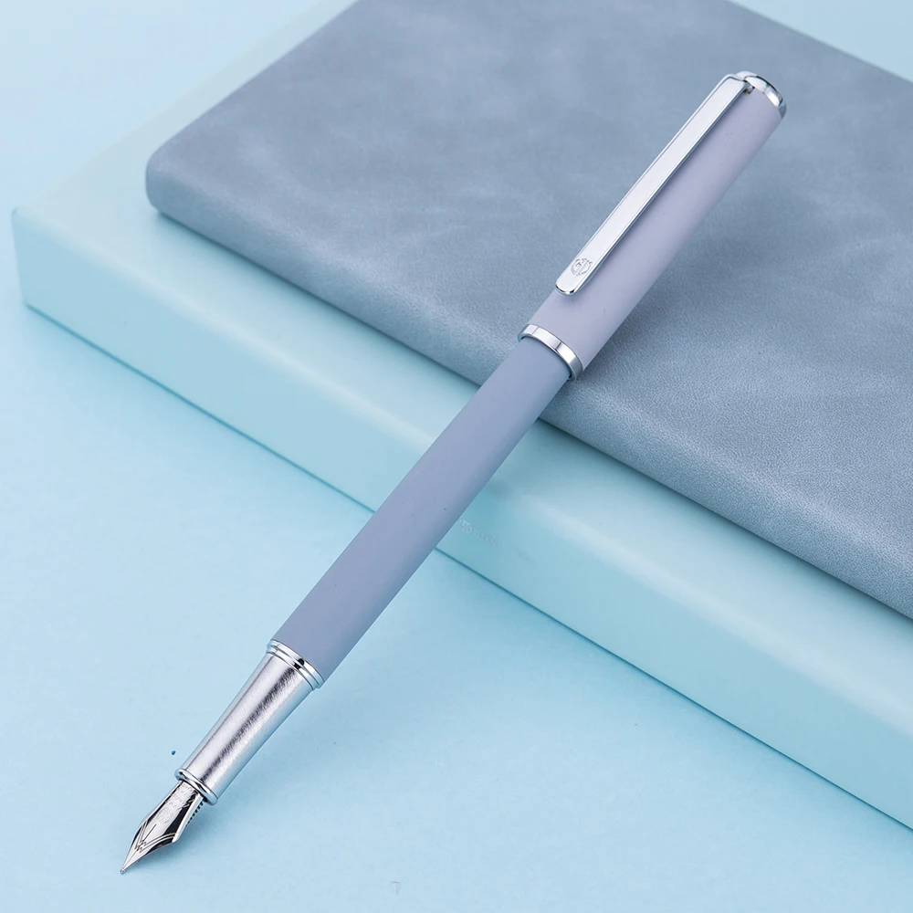 

HongDian 523 Matte Metal Fountain Pen Morandi Season Blue Ink Pen Iridium Fine Nib 0.4mm Excellent Writing Gift Business Office