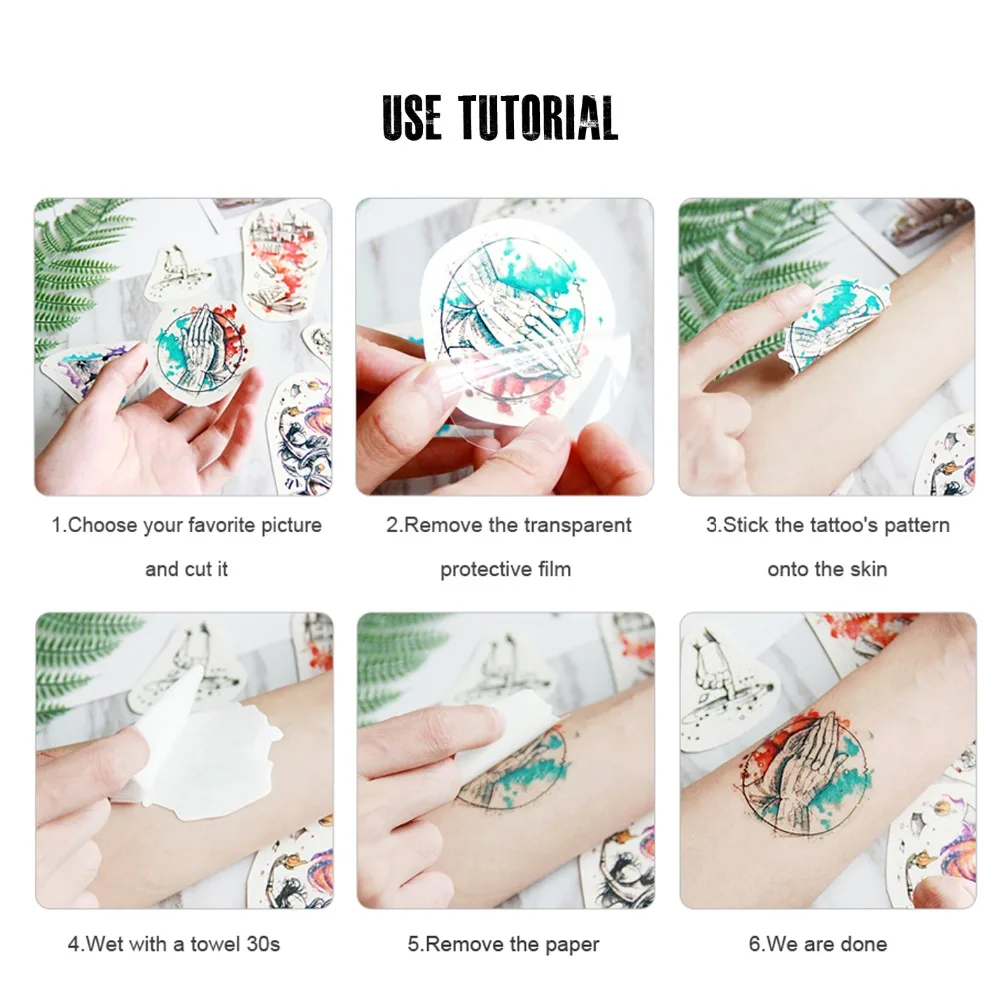 

30pcs/set Tatuajes Temporales Cute Fake Tattoo for Woman Hands Arm Body Waterproof Temporary Tattoos Tatouage Temporaire Femme