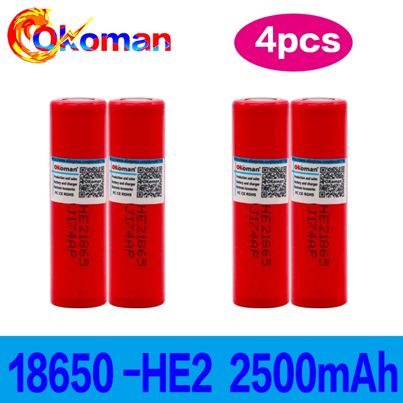 100% Новый оригинальный HE2 3 7 v 2500mah 18650 литиевая аккумуляторная батарея для