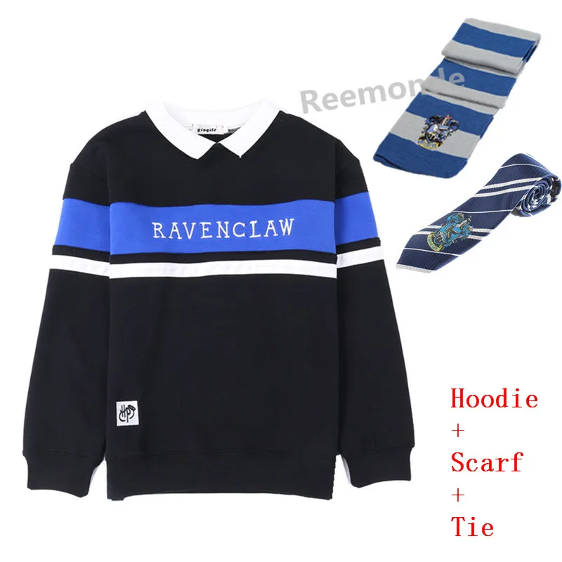 Толстовка Униформа Слизерин Hufflepuff джемпер Косплей Ravenclaw Толстовка костюм Толстовка и штаны Гриффиндор джемпер свитер униформа - Цвет: hoodie scarf tie