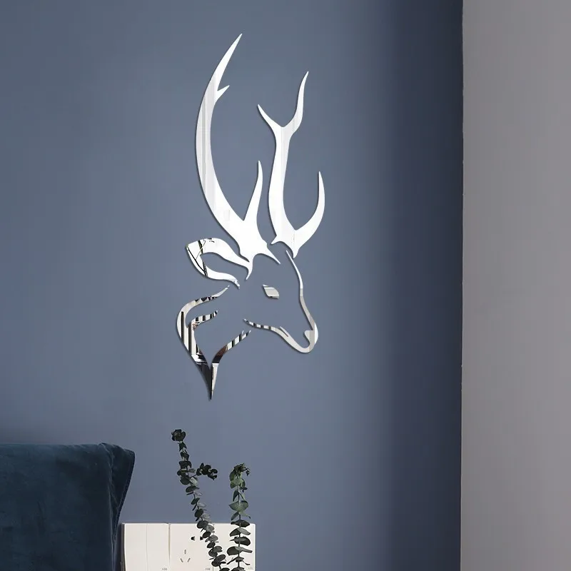 2 набора зеркальные настенные 3D наклейки сделай сам с оленем декоративные для