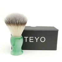 teyo emerald green pattern resin handle synthetic shaving brush for shave cream safety double edge razor beard brush tools