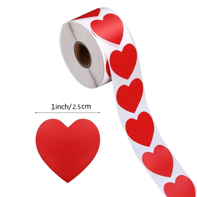 

500pcs Heart Red Stickers Seal Labels Labels Stickers Scrapbooking for Package and Wedding Decoration Stationery Sticker