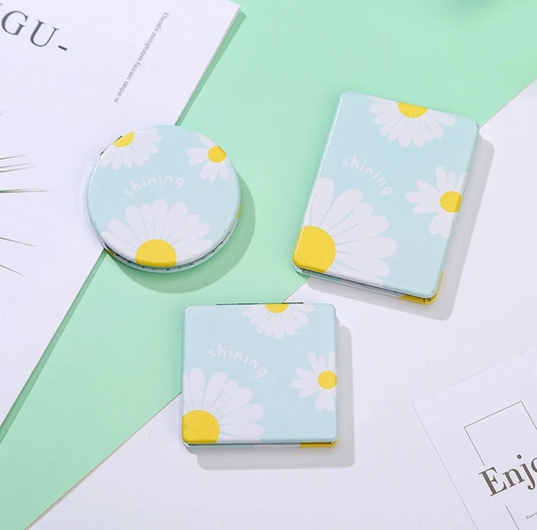 

Female Cartoon Portable Round Double Face Makeup Student Dormitory Small Fresh Folding Square Mirror