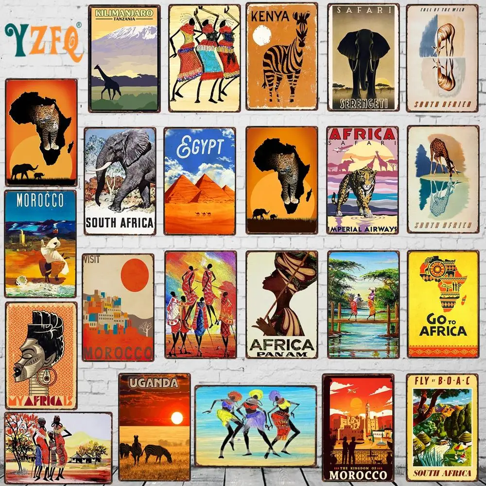 

Africa City Sign Vintage Christmas Gift Metal Plates For Wall Art Retro Home Kids Room Decor Poster 30X20CM DU-7983A