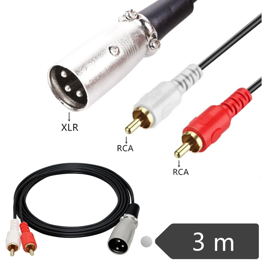 Переходник ERE XLR со штекера 2 x Phono RCA Y образный сплиттер соединительный кабель 1