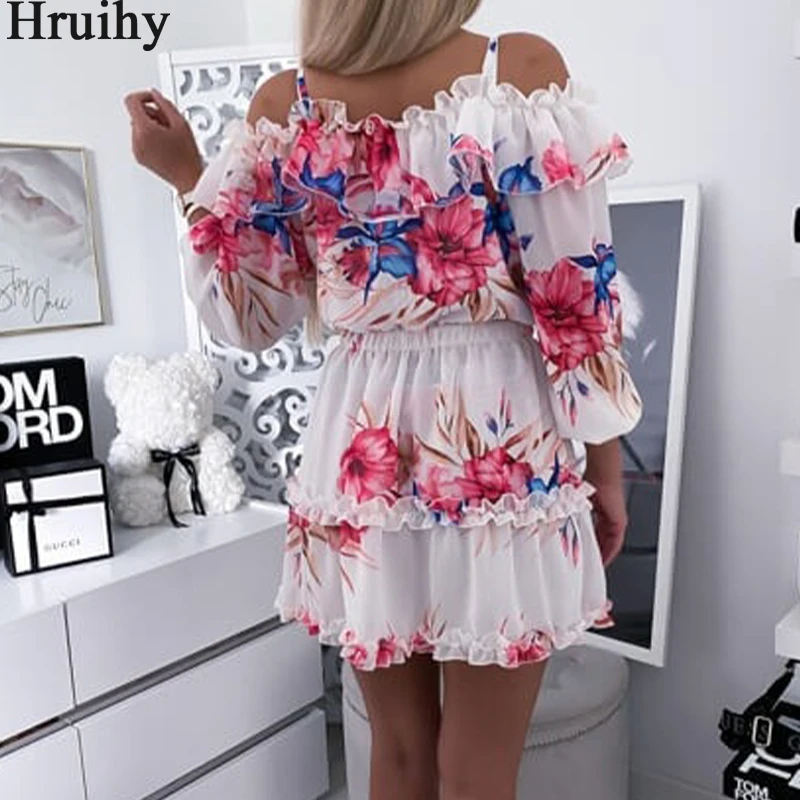 

Dresses Woman Party Night 3/4 Sleeve Ruffles Print Fashion Suspender Sexy Dress for Women Elegance Streetwear Summer Dress