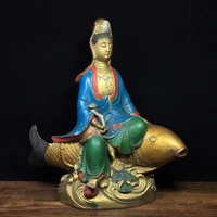 9chinese folk collection old bronze painted statue of taishang laojun sanqing one moral heaven taoist ancestor sitting buddha