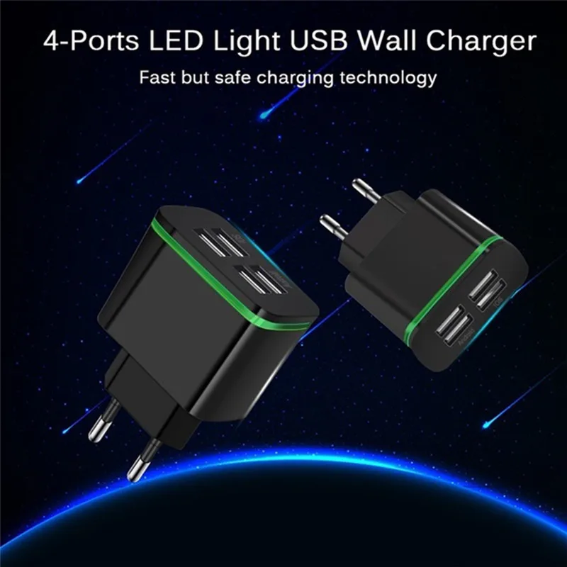 5V 4A быстрое зарядное устройство штепсельная вилка ЕС 4 портовый USB адаптер для