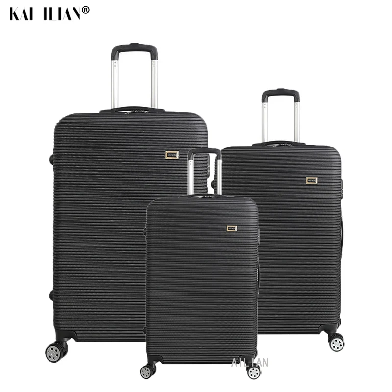 Black 3pcs 3 предмета в комплекте 20/24/28 дюймов багаж на ролликах Sipnner колеса ABS+ PC бленда для объектива в Для женщин масштабных дорожных чемоданов, мужская мода кабина для ручной клади тележка для багажа - Цвет: Black 3pcs
