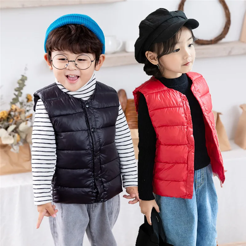 Осень-зима 2020 детские теплые куртки без рукавов Детский Теплый жилет для девочек