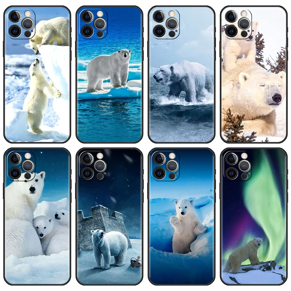 

Silicone Case Funda for Apple iPhone 13 12 Mini 11 Pro 7 XR X XS Max 6 6S 8 Plus 5 5S SE Soft Phone Cover Cool Polar Bear