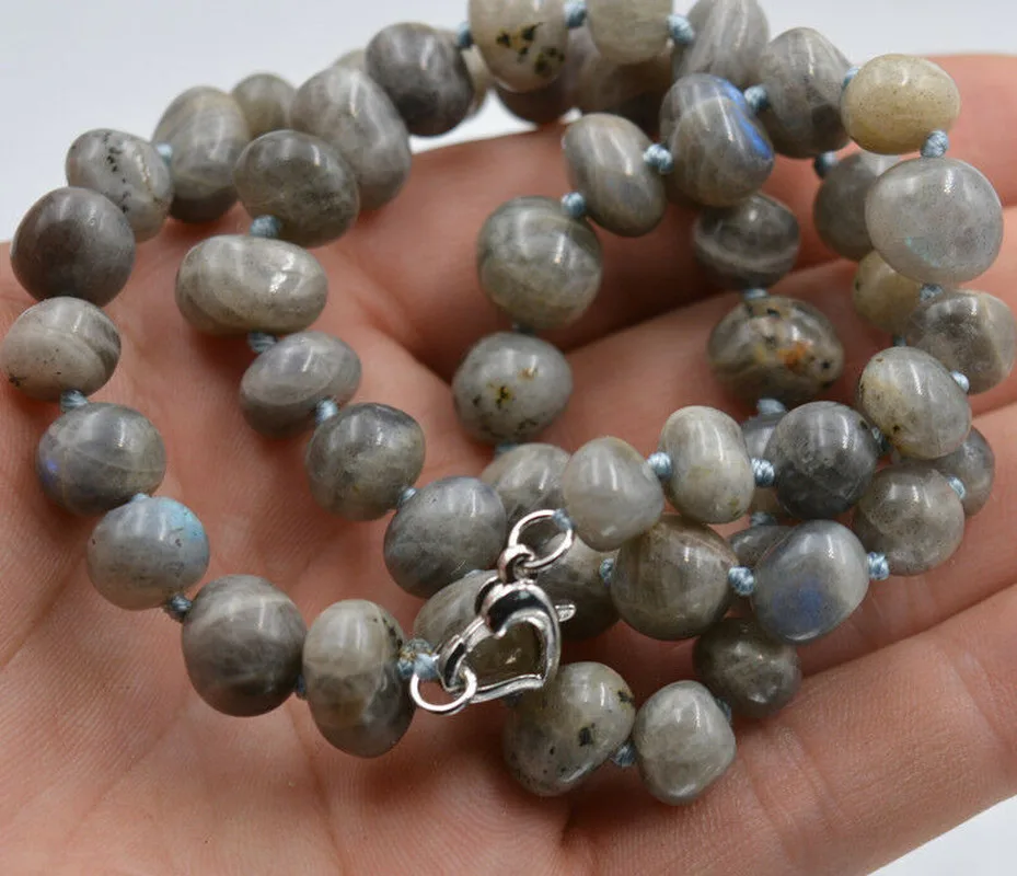 

Irregular 8x10mm natural Labradorite Gemstone necklace 18 "