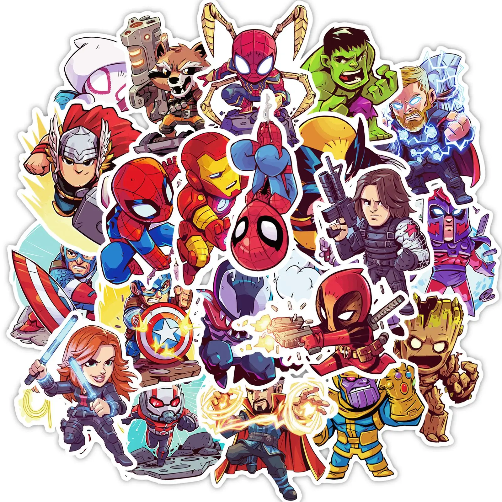 Disney 10/30/50 шт. мультфильм наклейки Marvel Мстители водонепроницаемый стикер чемодан
