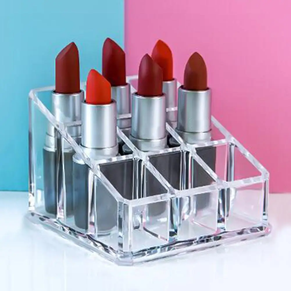Прозрачная косметичка для губной помады с 9 отверстиями держатель макияжа