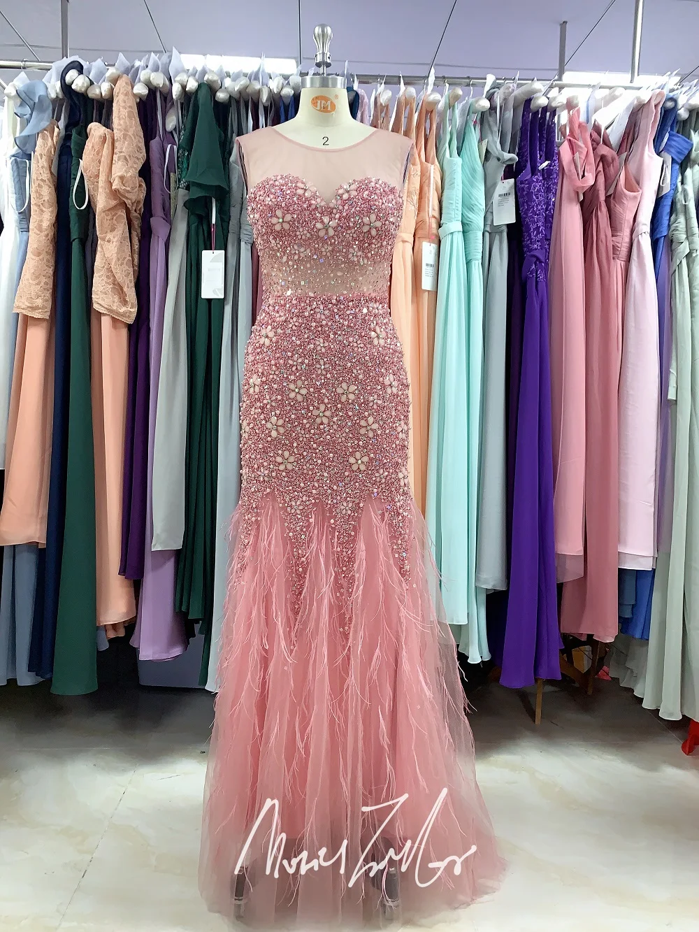 

English Rose lace Evening Dress 2022 small collor sleeve beads Decorative beauty luckgirls Customizable fashion Mocini Tailor