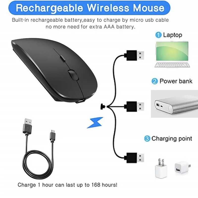 4,0 Bluetooth мышь беспроводная компьютерная мышь Бесшумная Mause USB перезаряжаемая эргономичная мышь 1600 dpi оптическая мышь для ПК ноутбука