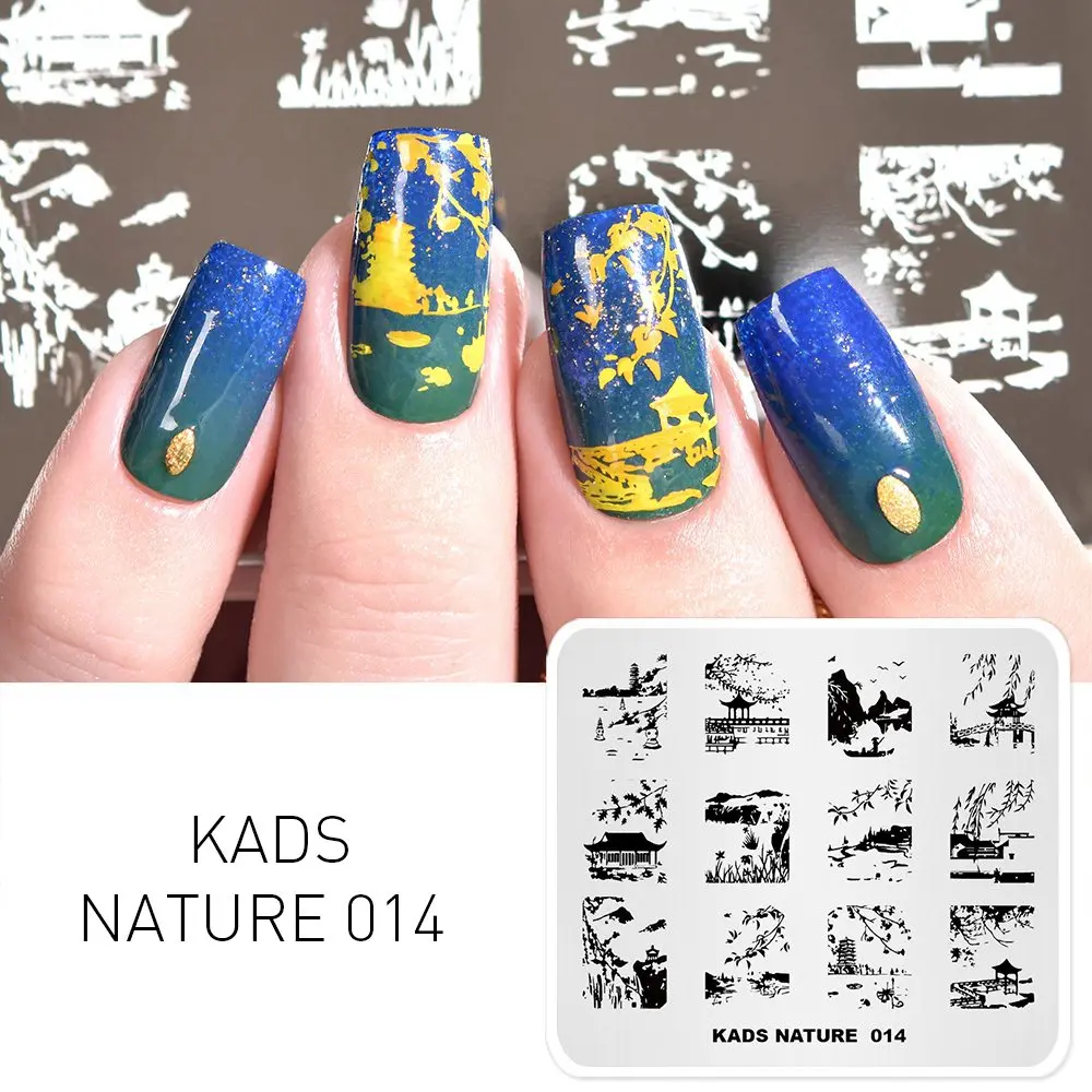 Nature 014 45 дизайнов штамповки шаблон ногтей пластины для штамповки природы серии изображения ногтей штампы маникюрные штампы трафареты печати - Цвет: Nature 014