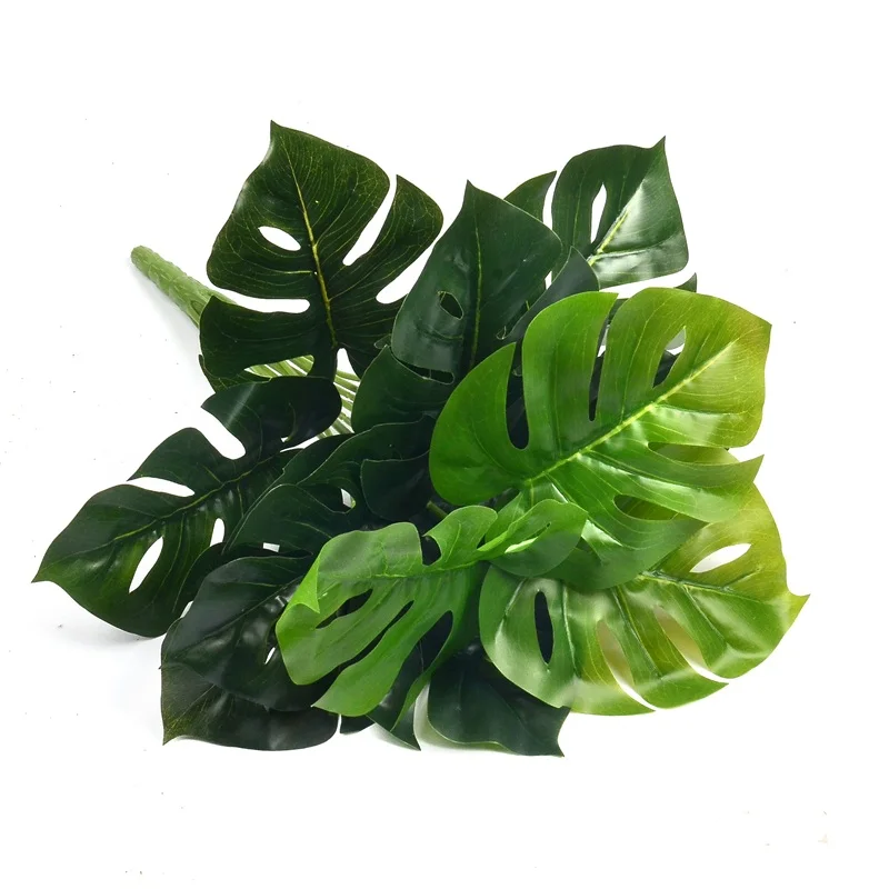 1 букет/12 листьев искусственные шелковые пальмовые листья монстеры зеленое