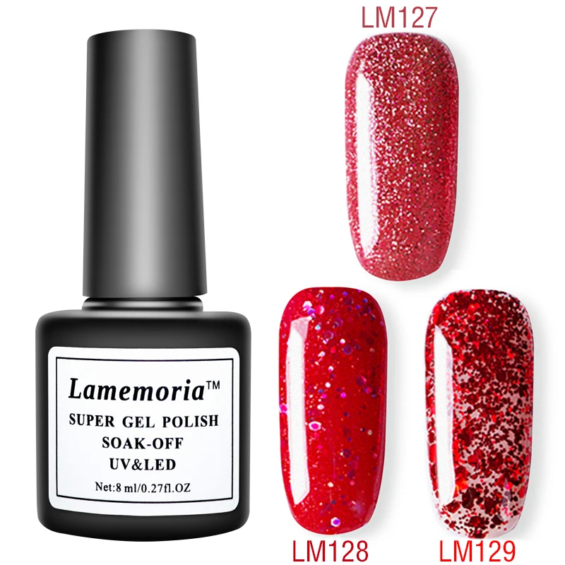 3 бутылки Блестящий Гель лак для ногтей 8 мл отмачиваемый УФ маникюра наращивание