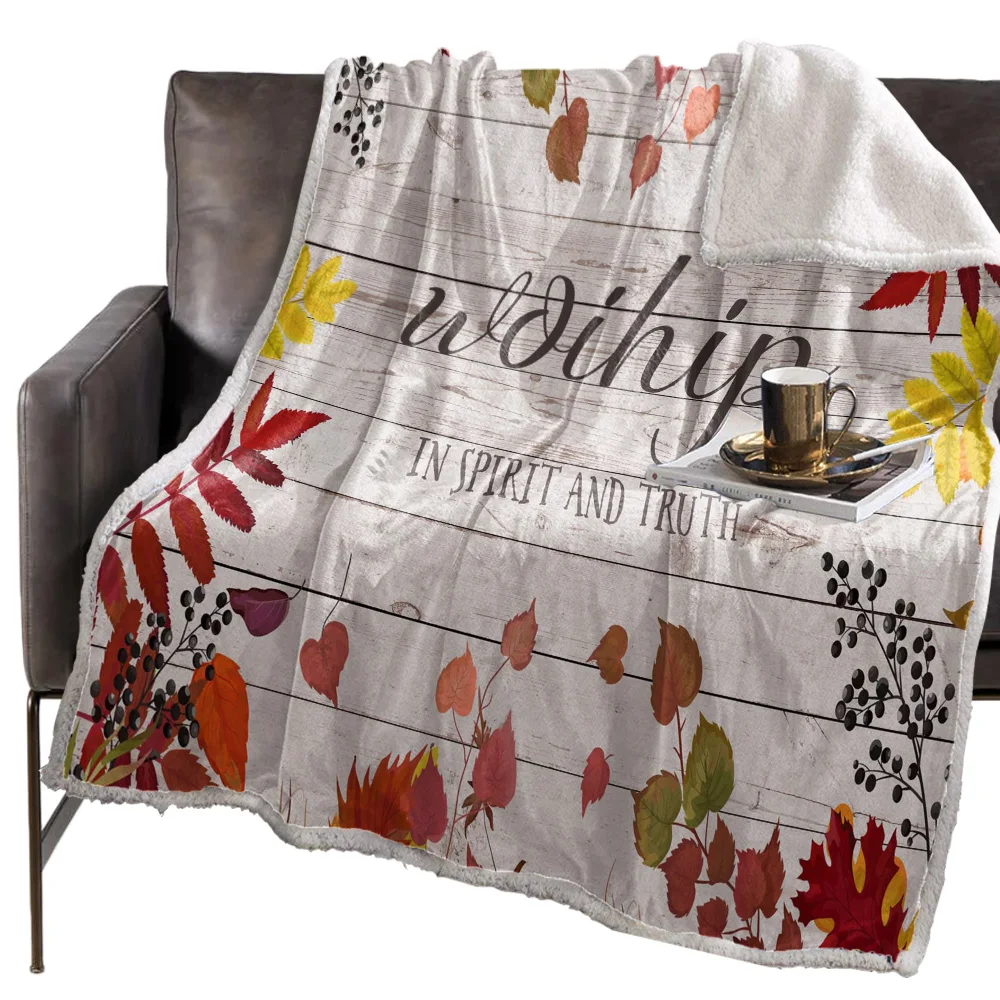 Осеннее одеяло из красного дерева с кленовыми листьями Флисовое цветочным