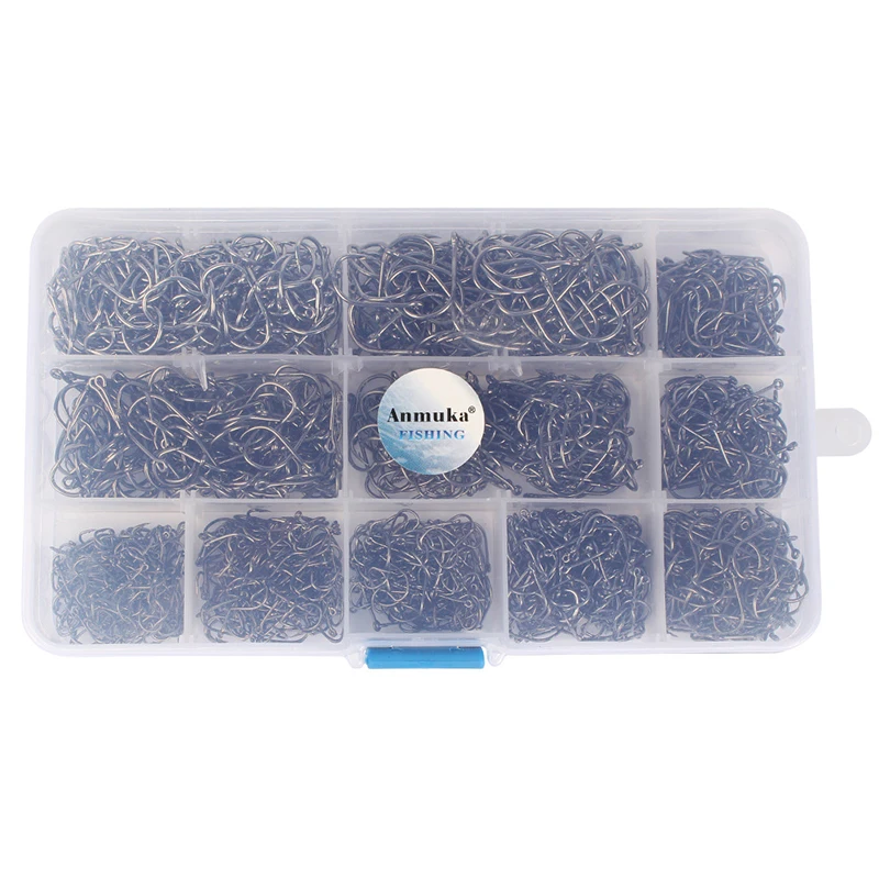 

1600Pcs Fishing Hook With Barbs Steel Black Fishhook Accessories Kit Box