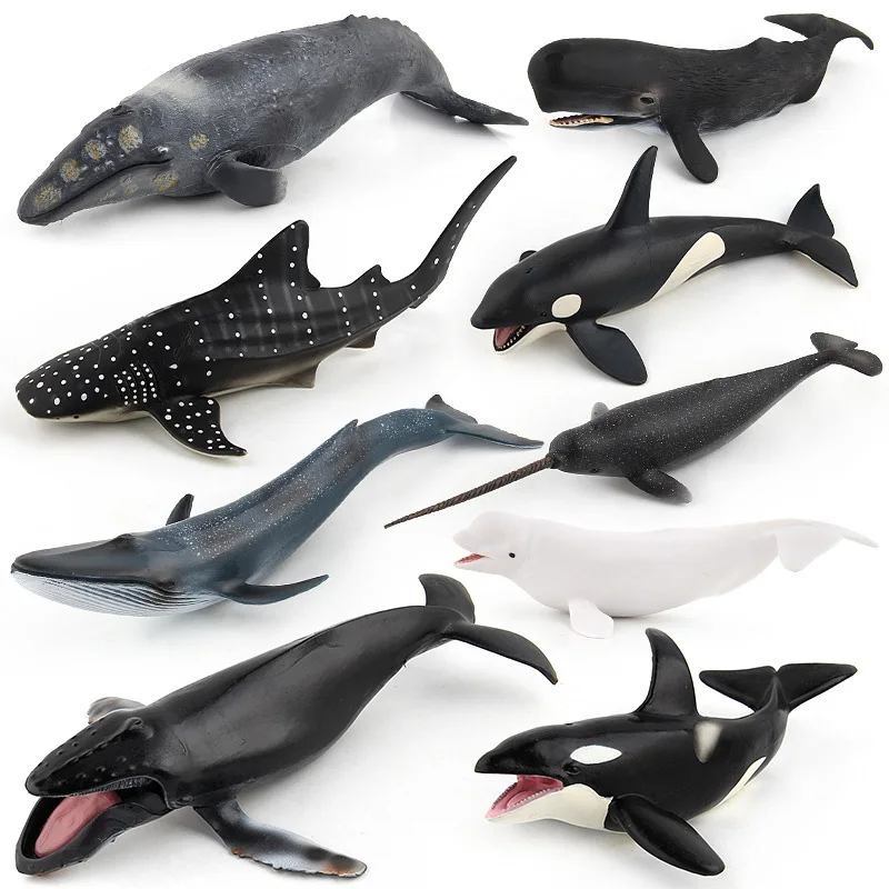 

Simulation Whale Model Animal Figure Collectible Toys Ocean Animal Cognition Action Figures Kids Solid Plastic Cement Toys