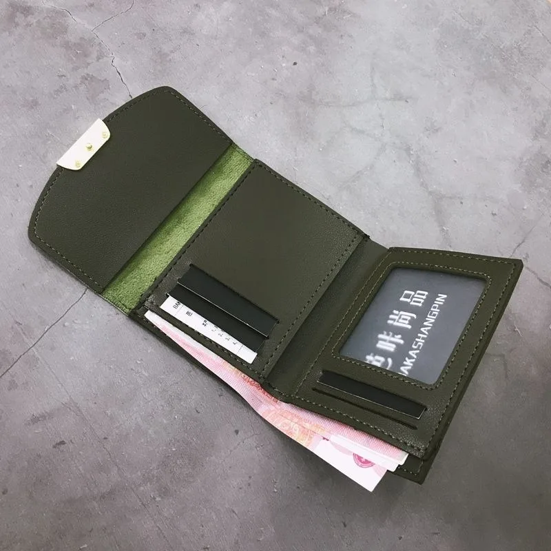 

Wallets Women Patchwork Hasp Female Holders Elegant Simple Short Photo Pocket Money Credit Cards Students Fashion Ladies Purses