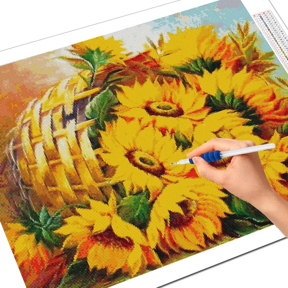 

5D Diy Diamond Painting Sunflower Craft Kit Diamond Embroidery Flower Hobbies and Crafts Home Decorations Wall Art Pictures