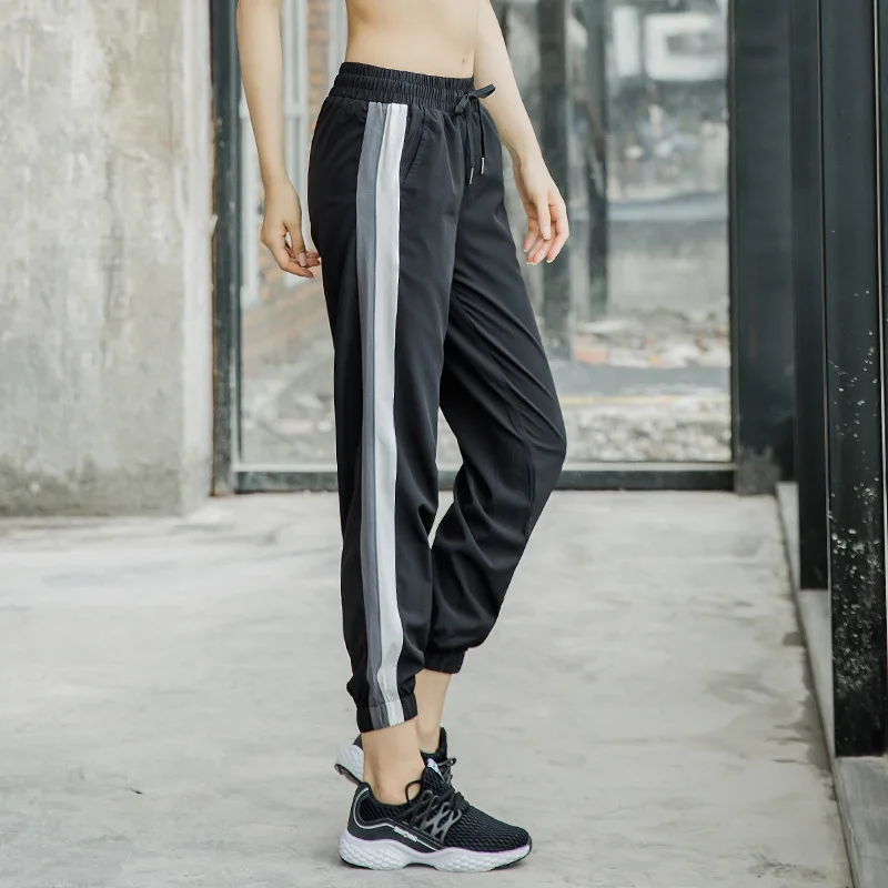 

Spring and Autumn new fitness pants women sports slacks women side color stripe dance yoga wear