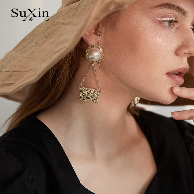 

SuXin earrings 2020 new simple retro ladies shoulder bag earrings for women long alloy pendant earrings jewelry gift