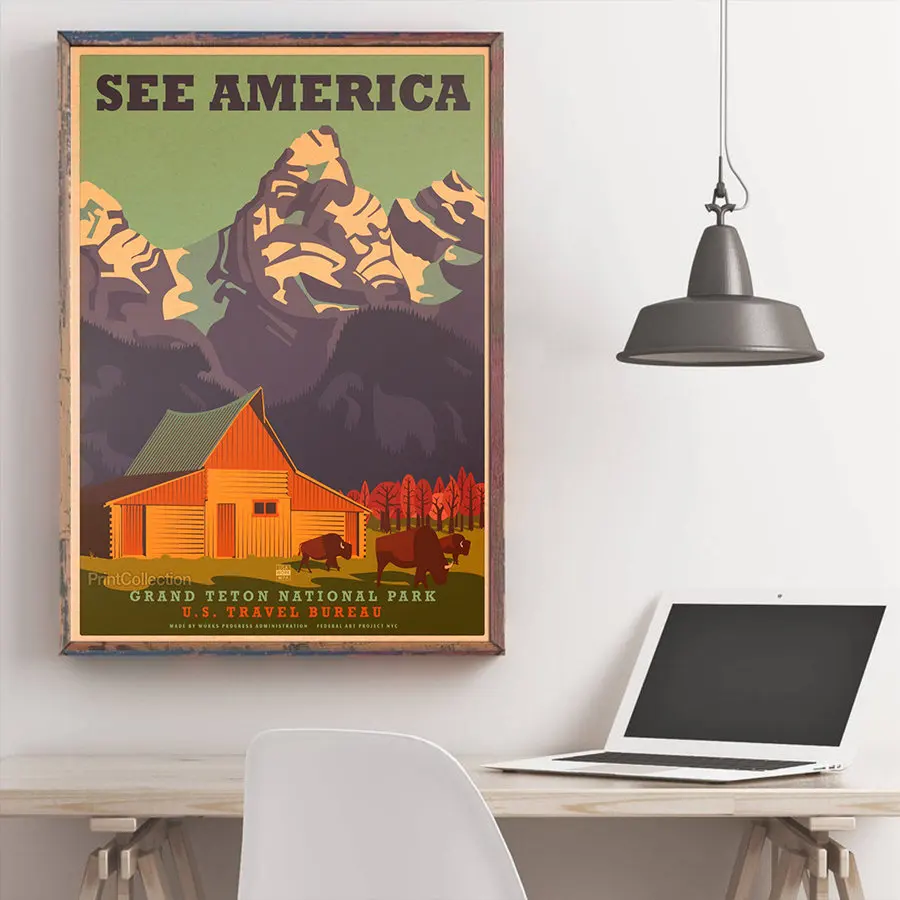 Городской дорожный постер ручная роспись туристические достопримечательности